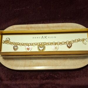 Anne Klein Gold and Silver Heart Charm Bracelet